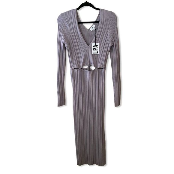 LPA Delaire knit midi dress skirt top button off dusty Purple Revolve NWT XL - Picture 5 of 10